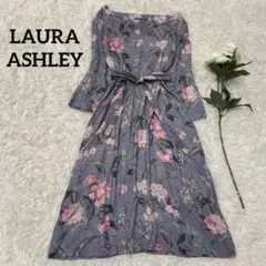 【LAURA ASHLEY】 ワンピース 膝丈 七分袖 総柄 大きめ13号