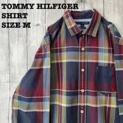 ひ*で様 トミーヒルフィガー チェックシャツ 長袖 M マルチカラー US古着
