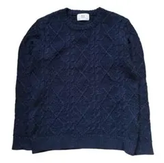 417 EDIFICE ケーブルニット S ネイビー アルパカ混