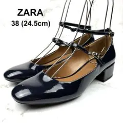 ZARA ザラ パテント風フェイクレザー メリージェーンシューズ 24.5のサムネイル