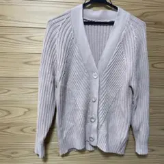 リブ編みピンクカーディガン