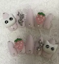 ネイルチップ量産型地雷韓国フレンチガーリー天使界隈平成女児肉球リボンハート萌