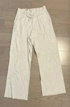 ユニクロ　リブニットパンツ　アイボリー　XL