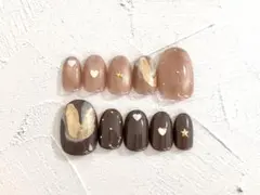 473.ちぐはぐネイル　ニュアンス　ハート　星ネイル　マグネット　韓国　秋ネイル