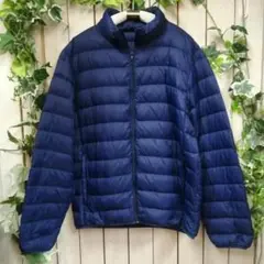 MK137★良品計画★ネイビー ダウンジャケット フルジップ★サイズL