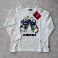 【新品タグ付】MIKI HOUSE スニーカーイラスト長袖Tシャツ 90