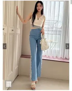 【GRL】サイドフリルセミフレアデニムパンツ[dh1273]