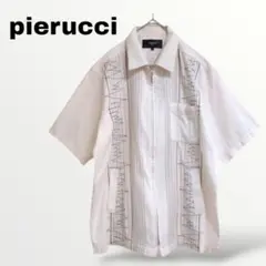 【ピエルッチ pierucci】メンズシャツ フルジップ M 半袖 ピンク系