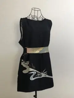 着物リメイクベストジレ　　Mから3L リボン付き