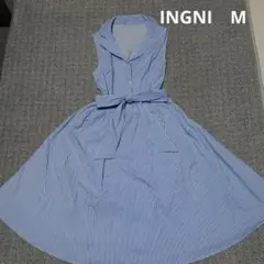 青と白のストライプ ノースリーブワンピース　INGNI