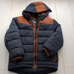 100センチフード付き中綿コート ネイビー