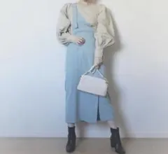 ジーユー　ワンショルダー　サロペット　スカート　ミントカラー