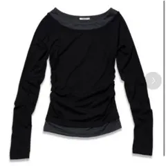 LIKE THE MOST シャーリングポイントオフレイヤードTシャツ　黒　M