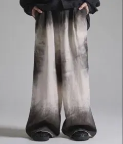 極美品 芽風 近年商品 モノクロサルエルパンツ ワイドパンツ ゆったり