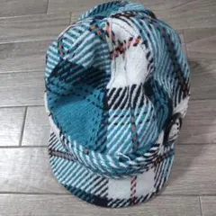 チェック柄キャスケット帽