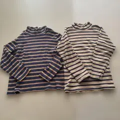 無印　ストライプ柄 ハイネック長袖カットソー 120サイズ