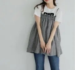 coca 2way ギンガムチェックベアトップス