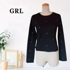 zC374【F】GRL ニット ビジュー装飾 クルーネックのサムネイル