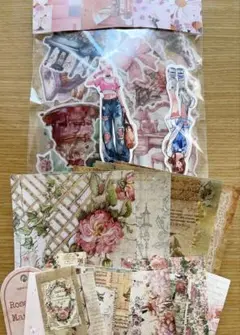30.コラージュ素材　マステ　シール　300枚以上 大量　まとめ売り