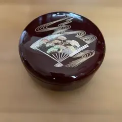 ほぼ未使用❗️漆器 菓子器 喰籠 錦松梅 扇面松図 溜塗❗️