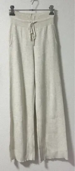 UNIQLO ウォッシャブルニットリブパンツ ナチュラル/M 難あり