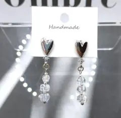 ハンドメイドNo.122ハートクリスタルビーズピアス