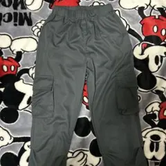 グレー カーゴパンツ ゴムウエスト 2ポケット