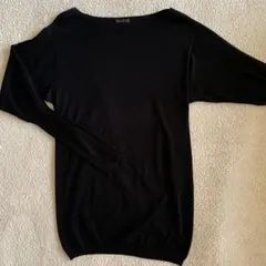 theory ブラック 長袖ニット　コットン　Sサイズ　ボートネック