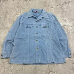 USA製　70s　Lee　デニムシャツジャケット　M　ライトブルー　無地　古着