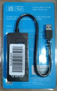 【新品・未使用】ORICO USB 3.0 HUB 3ポート RJ45付き
