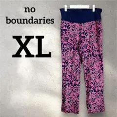 no boundaries 【XL】ネイビー ピンク ワイドレッグパンツ