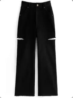 ★17日まで値下げ スリットダメージワイドパンツ ダメージパンツ