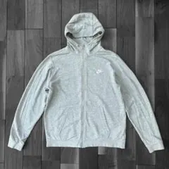 NIKE y2k 刺繍ロゴ フルジップパーカー フレンチテリー グレー