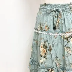 美品アクシーズファム花柄 M春夏レース3段ティアードスカート花柄プリント