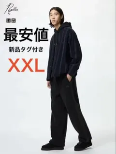 新品【UNIQLO NEEDLES】 フリースワイドパンツ 黒 XXL