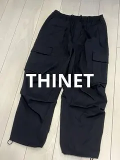 【未使用】THINET シンネット イージーカーゴパンツ ブラック Ｌ