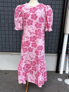 ハワイアン　長袖ワンピース裾ギャザー ハワイアン 長袖ワンピース裾ギャザー - メルカリ