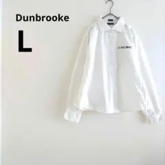 Dunbrooke ホワイト 長袖 シャツ L CBC ロゴ入り 襟 前開き