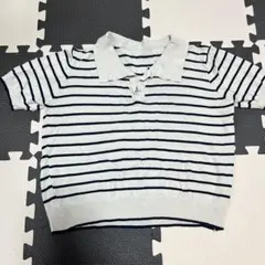 ボーダー柄 半袖 ポロシャツ ニット