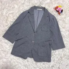 ジャケット グレー テーラード風 ストレッチ素材 羽織り　着心地◎ カジュアル