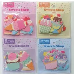 Sweets Shop スイーツ　書き込めるフレークシール 4種　キャンドゥ