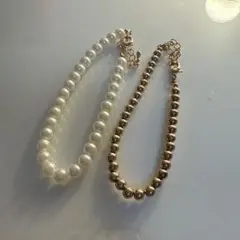 ホワイトパール＆ゴールドビーズ ブレスレットセット アクセサリー