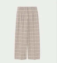 PLST　 レーヨンブレンド　チェックワイドパンツ XS 　ベージュ