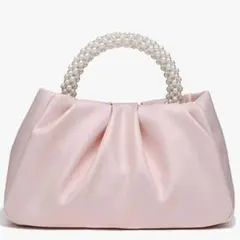 パーティーバッグ❤️パールハンドル ピンク　結婚式　オケージョンバッグ　小さめ