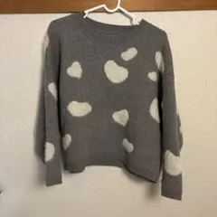 flower グレー ハート模様 ニットセーターのサムネイル
