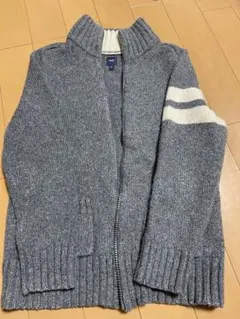 GAP グレーウール混ハイネックZIPセーターLサイズ