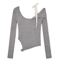 GLOWNY アシンメトリーニット グレー