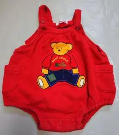 ミキハウス 赤いクマ刺繍ロンパース 85サイズ相当
