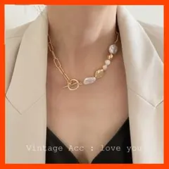 淡水パール　 ネックレス チェーン ゴールド バックル ゴールド チョーカー