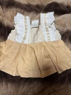 フリル付きチュニック 20サイズ ベージュ/ホワイト